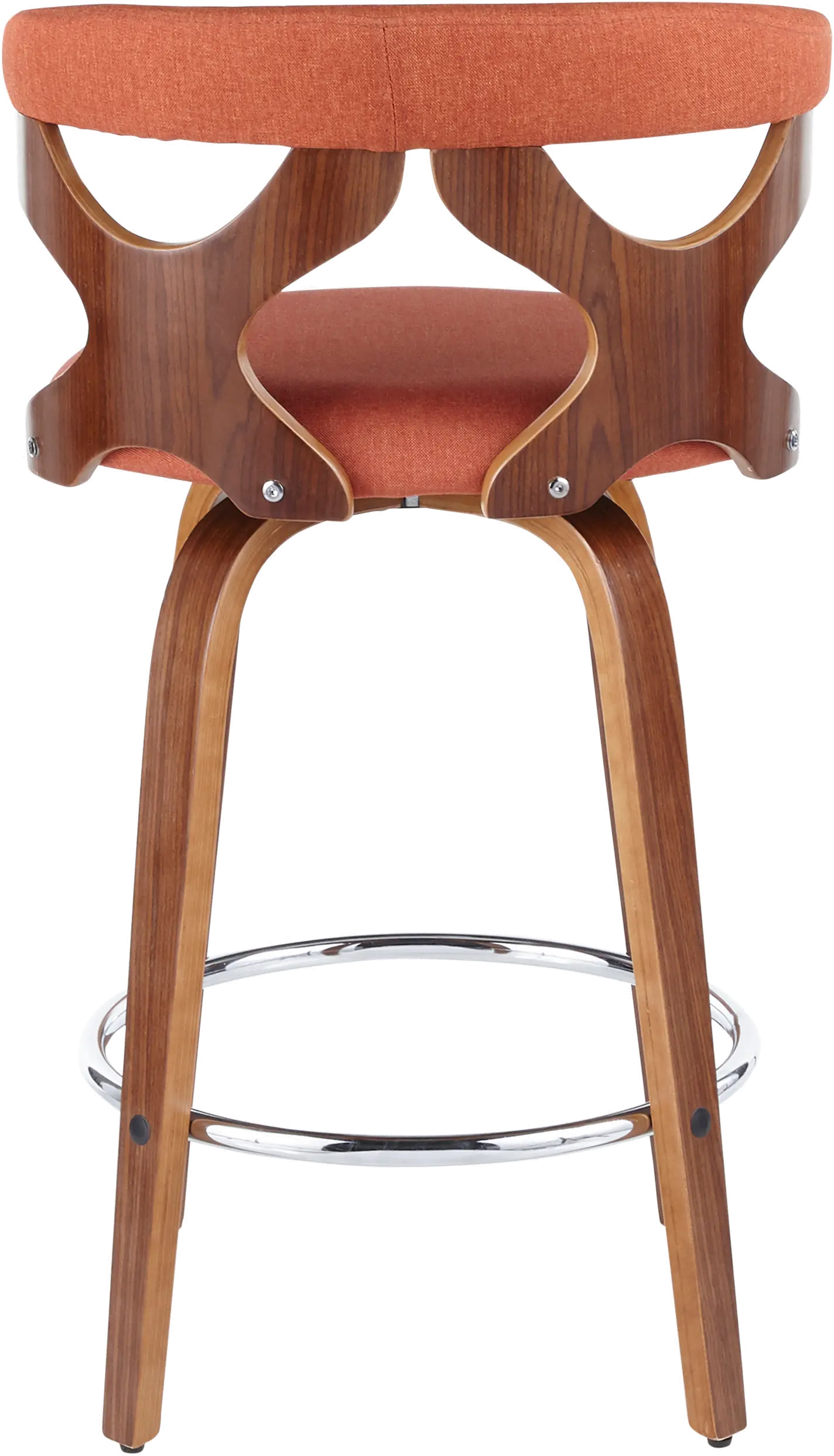 B26-GARDR WLO2 Mid Century Modern Brown and Orange Counter Height Stool (Set of 2) - Gardenia-4