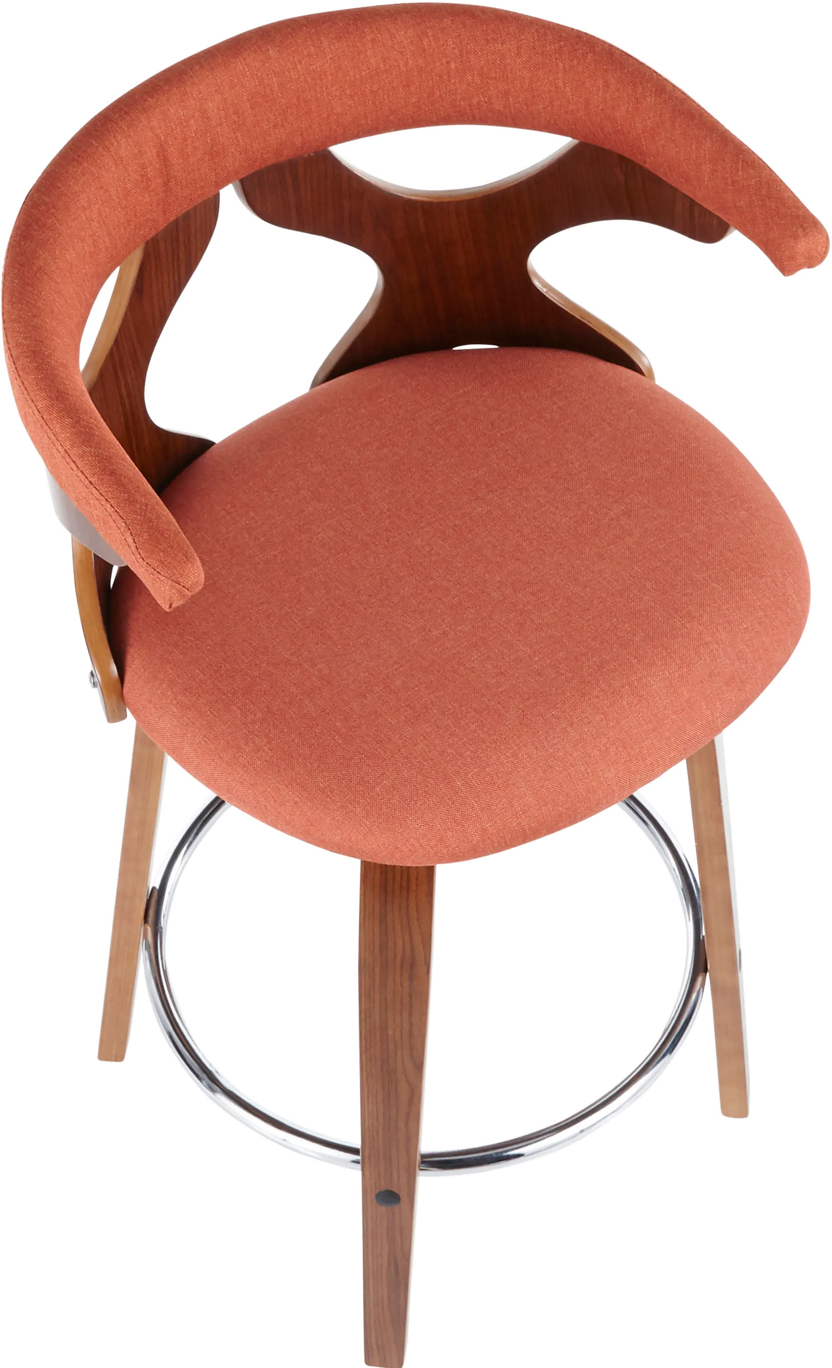 B26-GARDR WLO2 Mid Century Modern Brown and Orange Counter Height Stool (Set of 2) - Gardenia-5