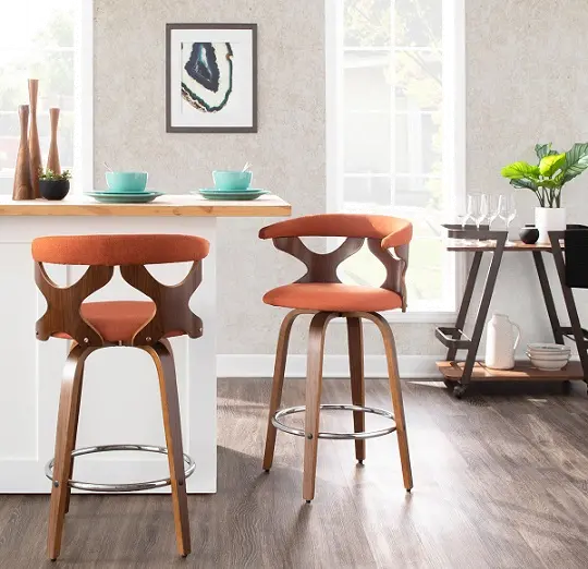 B26-GARDR WLO2 Mid Century Modern Brown and Orange Counter Height Stool (Set of 2) - Gardenia-6