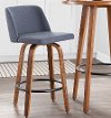 B26-TRNO2Q WLBU2 Mid Century Modern Brown and Blue Counter Height Stool (Set of 2) - Tintori