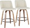 B26-TRNO2Q WLCR2 Mid Century Modern Brown and Cream Counter Height Stool (Set of 2) - Tintori