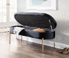 BC-CHOLE STOR AUVBK Glam Black Velvet Storage Bench with Gold Base - Chloe