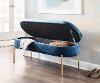 BC-CHLOE STOR AUVBU Glam Blue Velvet Storage Bench with Gold Base - Chloe