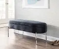 BC-CHLOE STOR VBK Glam Black Velvet Storage Bench with Chrome Base - Chloe
