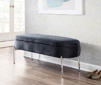 BC-CHLOE STOR VBK Glam Black Velvet Storage Bench with Chrome Base - Chloe