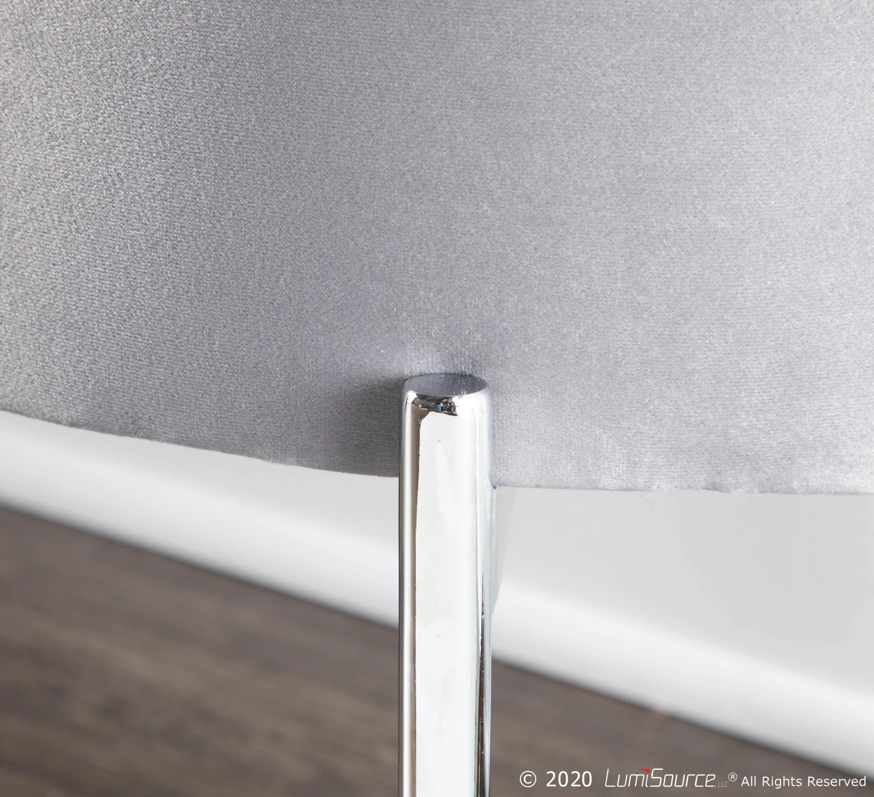 BC-CHLOE STOR VGY Glam Gray Velvet Storage Bench with Chrome Base - Chloe-4