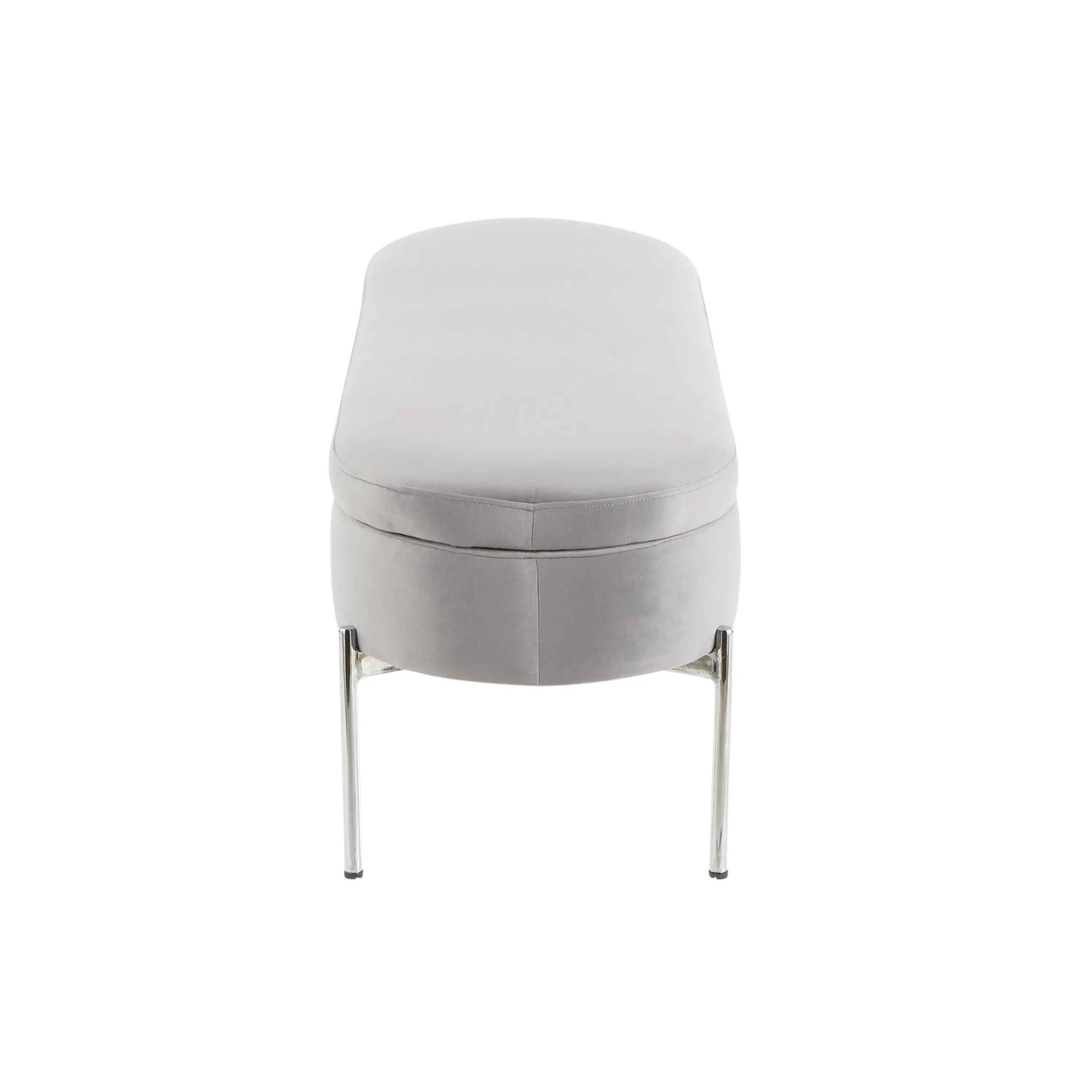 BC-CHLOE STOR VGY Glam Gray Velvet Storage Bench with Chrome Base - Chloe-7