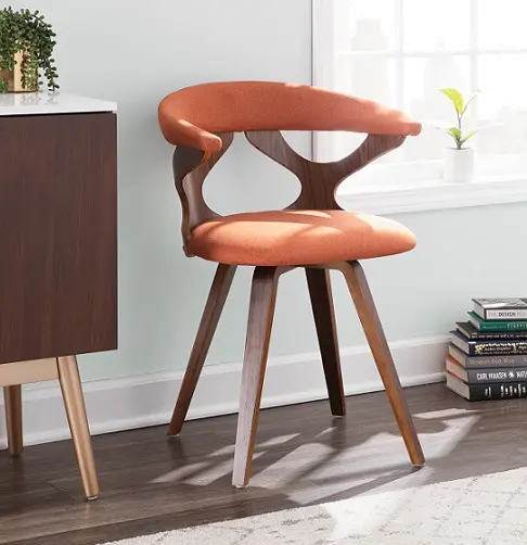 CH-GARD WL+O Mid Century Modern Brown and Orange Swivel Dining Room Chair - Gardenia-1