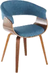 CH-VMONL WLBU Mid Century Brown and Blue Dining Room Chair - Vintage Mod