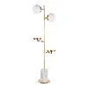 L-BUTLERFL AUWM Contemporary Gold Metal Two Sconce Floor Lamp with White Marble Base