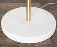LS-CHLOE WMB AUW Contemporary Gold Metal Floor Lamp with Glass Shelf and White Marble Base