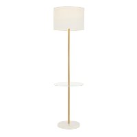LS-CHLOE WMB AUW Contemporary Gold Metal Floor Lamp with Glass Shelf and White Marble Base-4