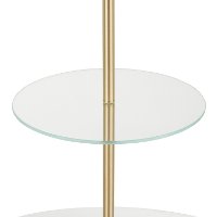 LS-CHLOE WMB AUW Contemporary Gold Metal Floor Lamp with Glass Shelf and White Marble Base-5