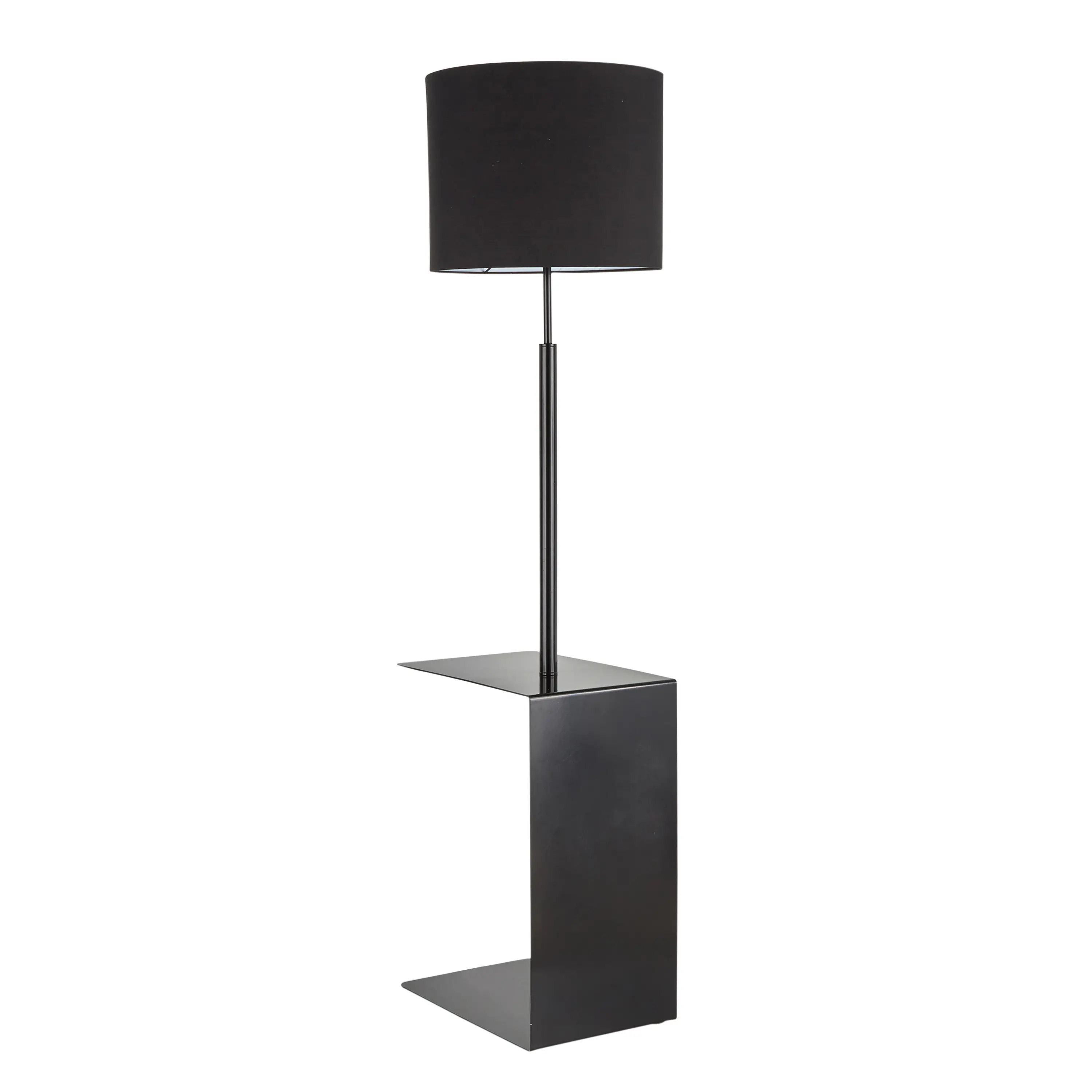 L-GAMMAFL BKBK Contemporary Black Metal Floor Lamp with Side Table-1