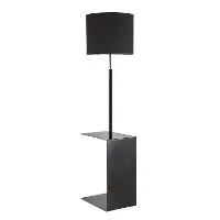 L-GAMMAFL BKBK Contemporary Black Metal Floor Lamp with Side Table