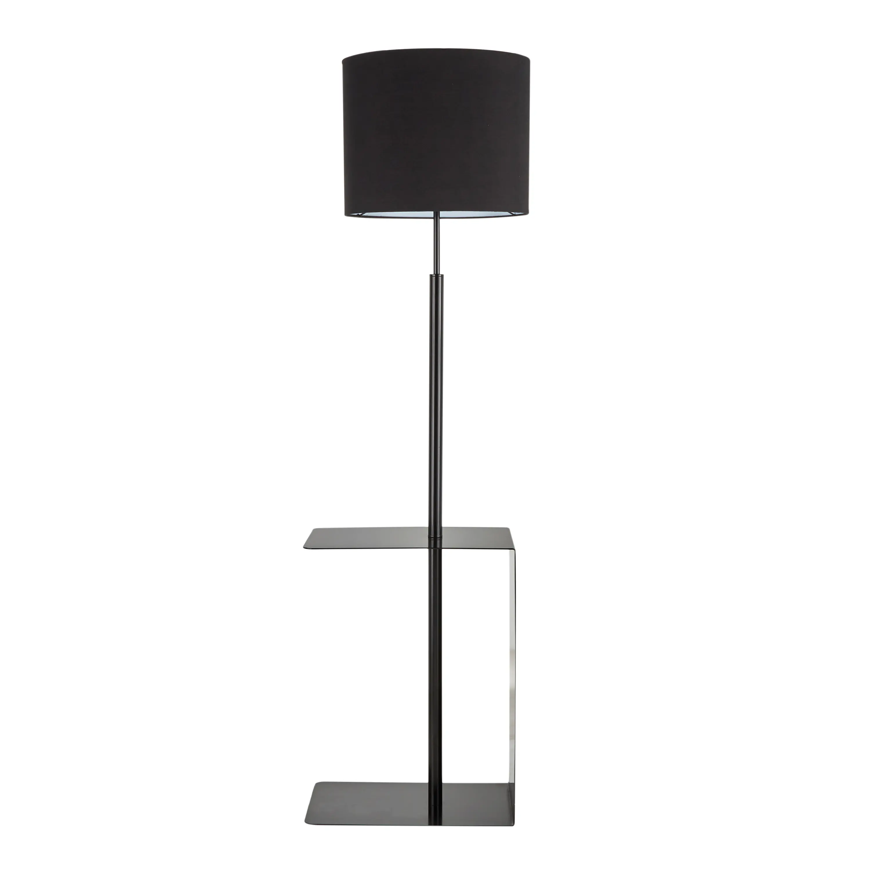 L-GAMMAFL BKBK Contemporary Black Metal Floor Lamp with Side Table-2