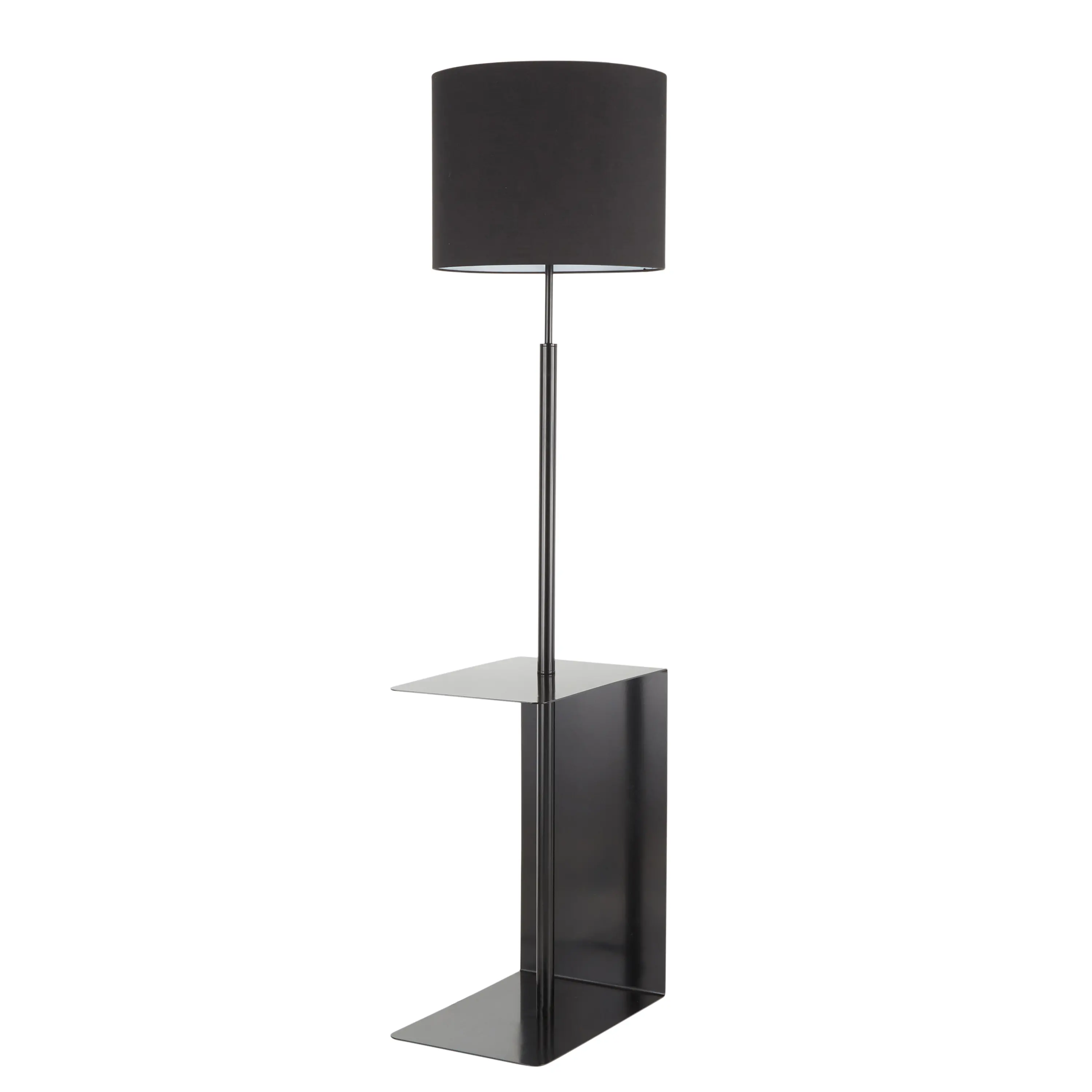 L-GAMMAFL BKBK Contemporary Black Metal Floor Lamp with Side Table-3