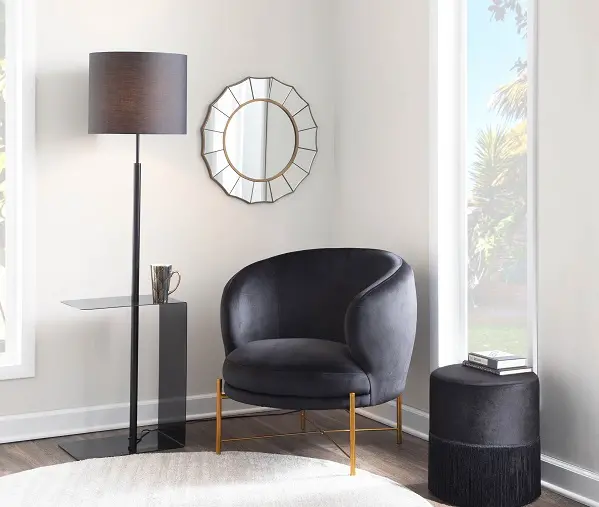 L-GAMMAFL BKBK Contemporary Black Metal Floor Lamp with Side Table-8