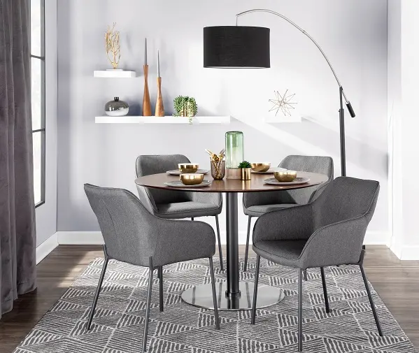 LS-MILAN2 BKBK Contemporary Black Marble and Linen Curved Floor Lamp-2