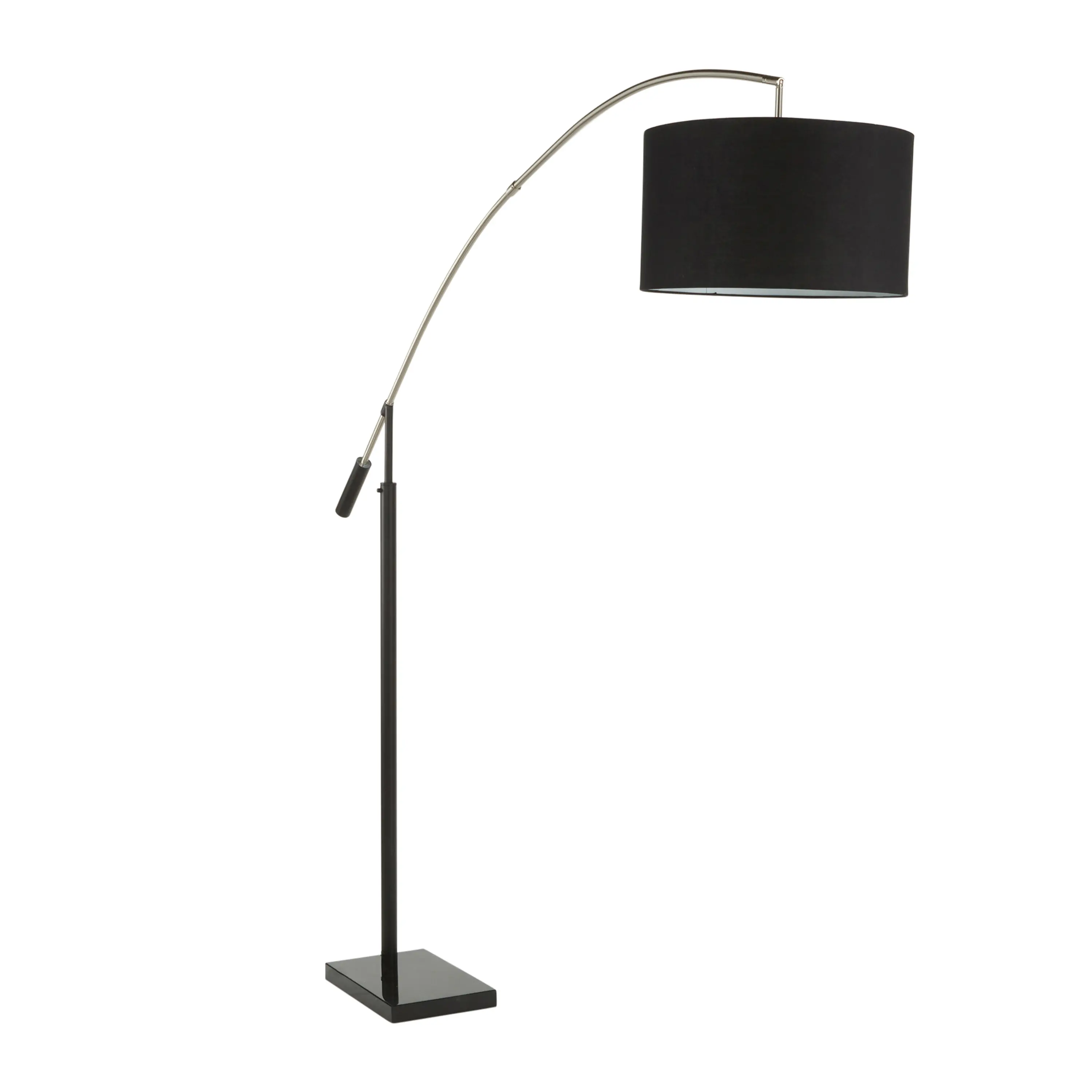 LS-MILAN2 BKBK Contemporary Black Marble and Linen Curved Floor Lamp-3
