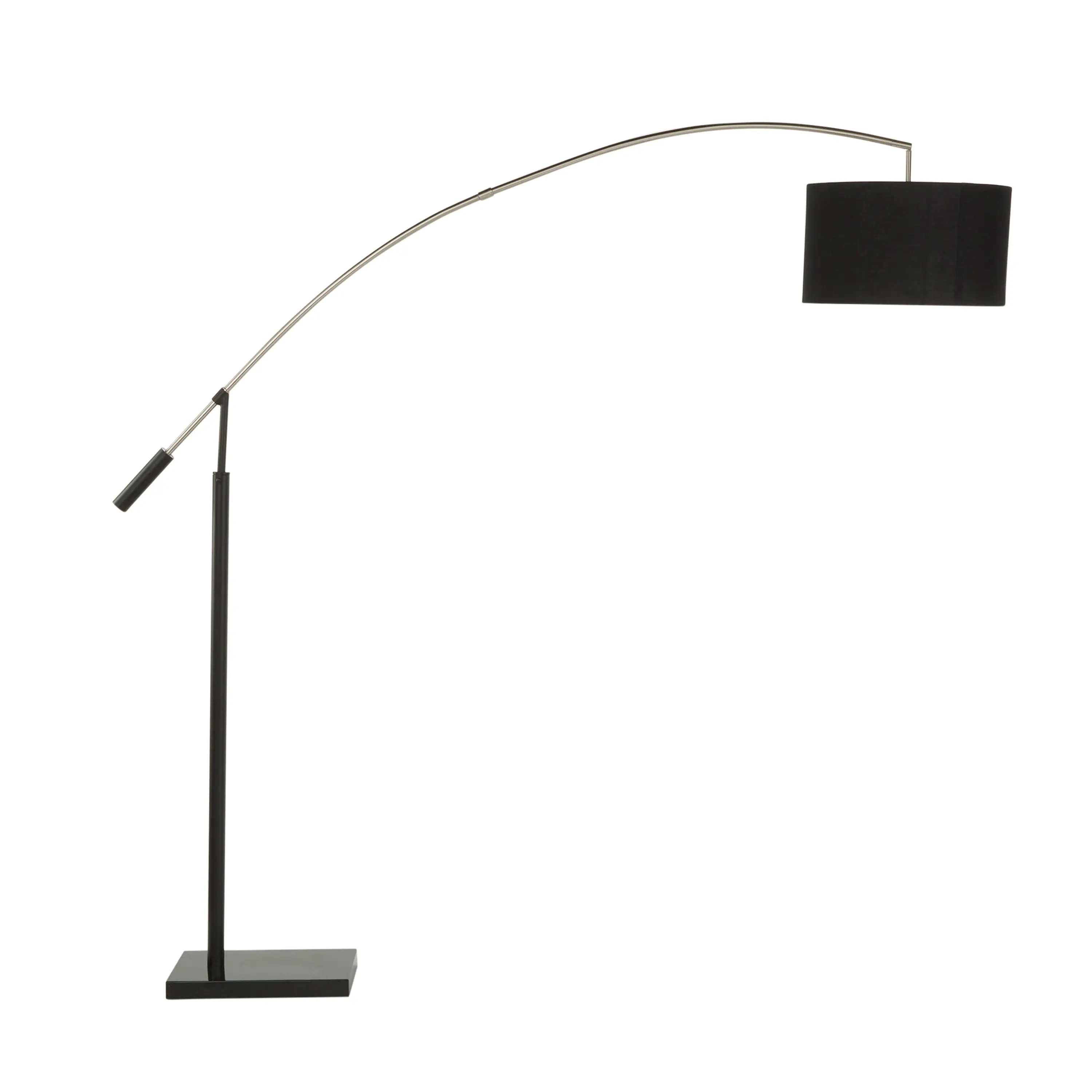 LS-MILAN2 BKBK Contemporary Black Marble and Linen Curved Floor Lamp-4