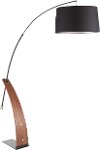 L-ROBYNFL WLBK Mid Century Modern Black and Walnut Arched Floor Lamp
