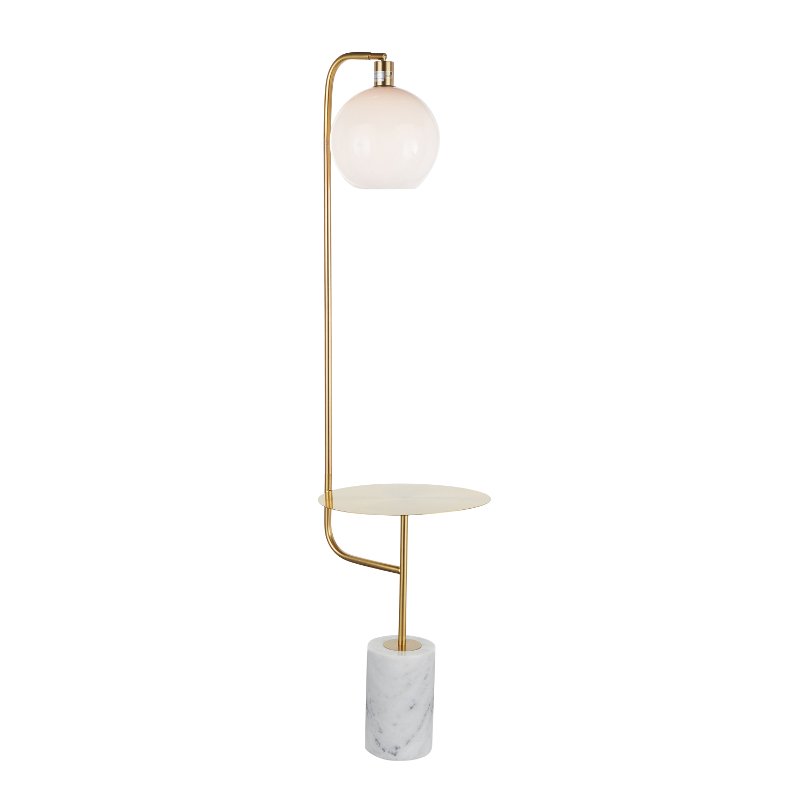 Contemporary Gold Metal Floor Lamp With, Modern Floor Lamp With Attached Table