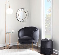L-TROMBONE AUW Contemporary Gold Metal Floor Lamp with Clear Glass Shelf