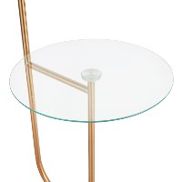 L-TROMBONE AUW Contemporary Gold Metal Floor Lamp with Clear Glass Shelf-8