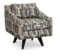 Gray, Blue and Ivory Swivel Accent Chair - Henley-1