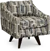 Henley Gray, Blue and Ivory Swivel Accent Chair