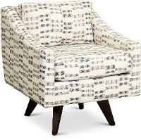 Cream, Blue and Gray Swivel Accent Chair - Henley