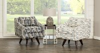 Cream, Blue and Gray Swivel Accent Chair - Henley-2