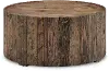 Dakota Reclaimed Wood Round Coffee Table with Casters