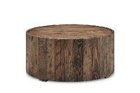 Reclaimed Wood Round Coffee Table with Casters - Dakota