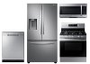 KIT Samsung 4 Piece Gas Kitchen Appliance Package with French Door Refrigerator and Gas Range - Stainless Steel