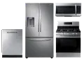 .SUG-4PC-S/S-GAS-3DR Samsung 4 Piece Gas Kitchen Appliance Package with French Door Refrigerator and Gas Range - Stainless Steel