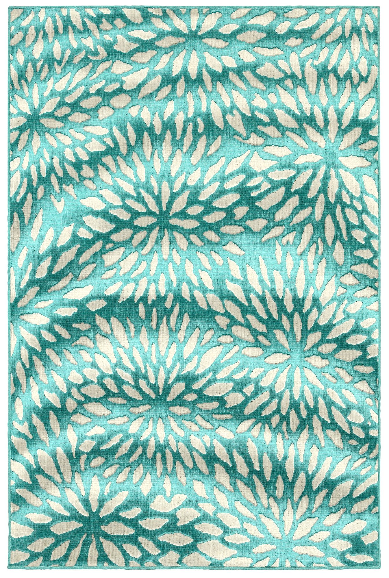 5 x 8 Medium Abstract Floral Blue Indoor-Outdoor Rug - Meridian-2