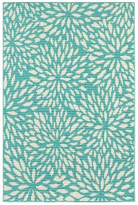 5 x 8 Medium Abstract Floral Blue Indoor-Outdoor Rug - Meridian-2