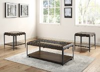 Industrial Coffee Table with Glass Top - Waco-2