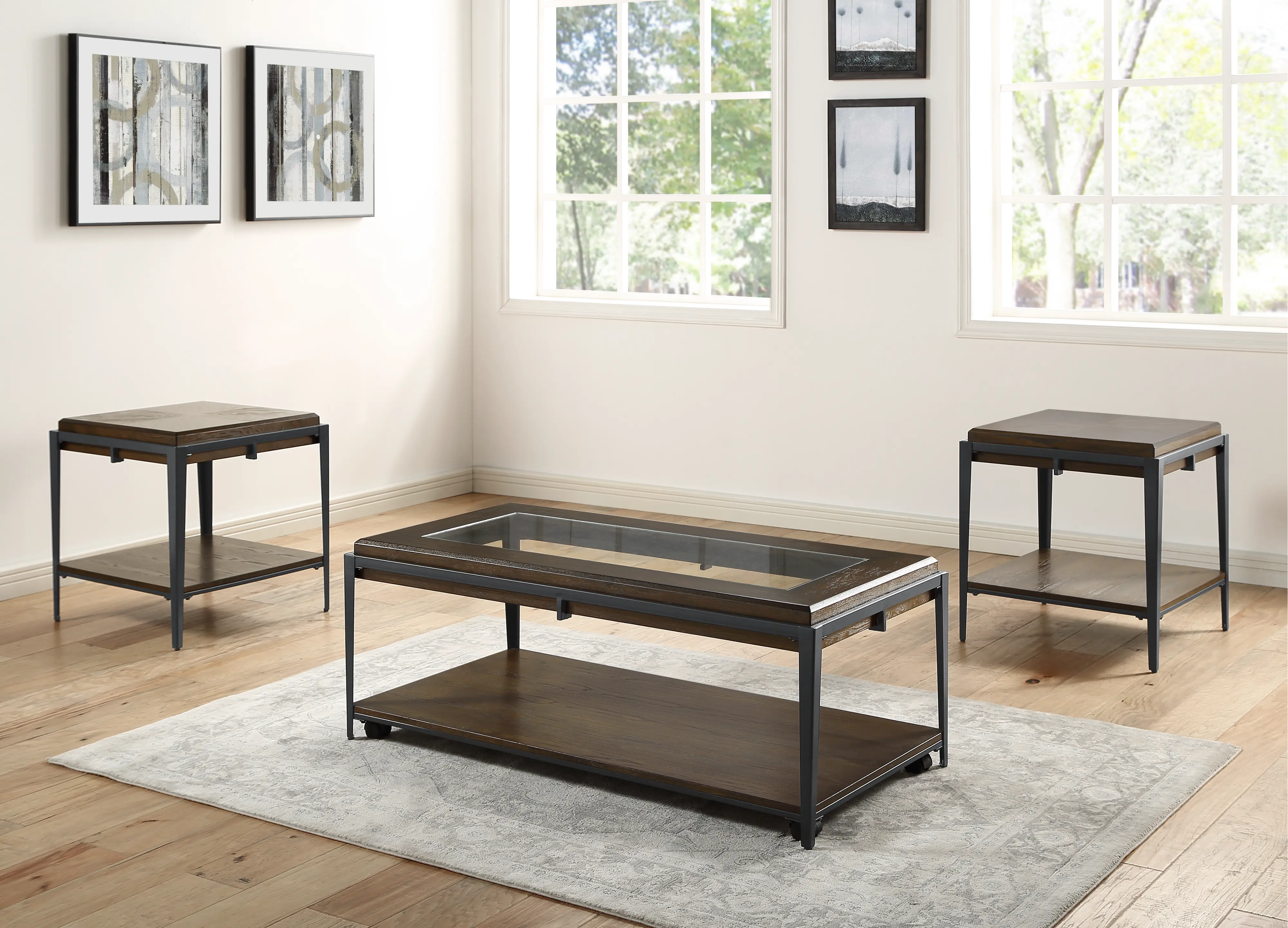 Industrial End Table with Metal Legs - Waco-2