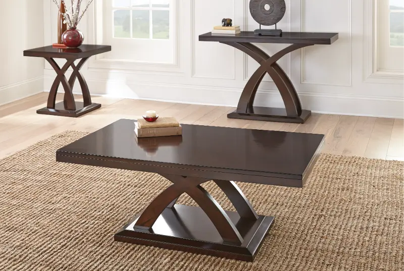 Modern Coffee Table Contemporary Pedestal Décor Accent Square Top Espresso Brown 
