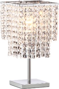 Crystal and Chrome Table Lamp - Falling Stars