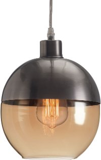 Bronze Satin Metal and Amber Glass Ceiling Lamp - Trente