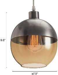 Bronze Satin Metal and Amber Glass Ceiling Lamp - Trente-4