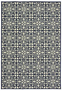 5927B 5 x 8 Medium Navy and Ivory Indoor-Outdoor Rug - Marina