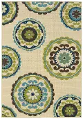 Caspian 5 x 8 Medium Green and Blue Indoor-Outdoor Rug
