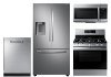 KIT Samsung 4 Piece Gas Kitchen Appliance Package with 27 cu. ft. French Door Refrigerator - Stainless Steel