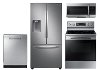 KIT Samsung 4 Piece Electric Kitchen Appliance Package with 27 cu. ft. French Door Refrigerator - Stainless Steel