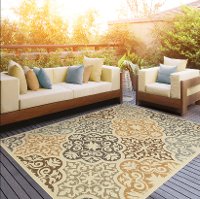 4904W 5 x 8 Medium Ivory, Blue, and Gold Indoor-Outdoor Rug - Bali-2